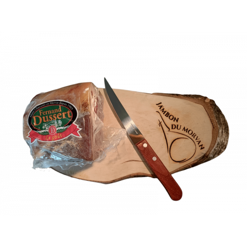 Quart de Jambon sec du Morvan 9 Mois 800g avec sa planche et son couteau